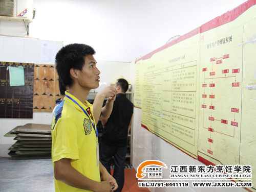 <a href=http://www.8881133.com target=_blank class=infotextkey>江西新東方烹飪學(xué)院</a>的同學(xué)仔細(xì)觀看酒店流程圖~副本.jpg